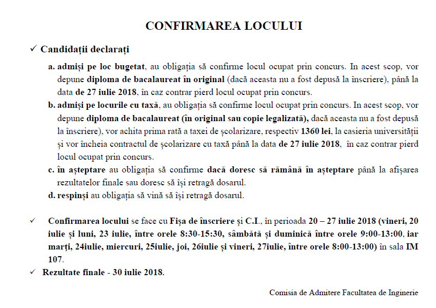 Anunt Confirmare Loc