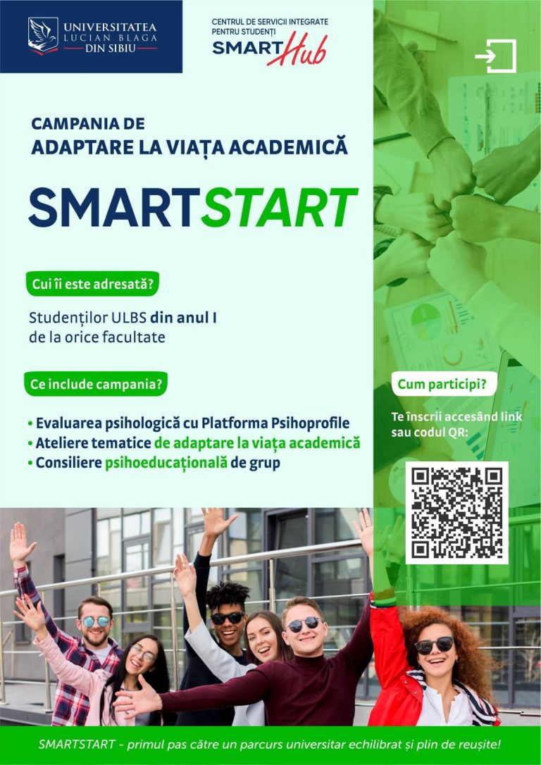 Centrul de Servicii Integrate pentru Studenți SmartHub ULBS lansează noul Program Integrat de Dezvoltare și Orientare în Carieră pentru studenții din anul I: Smart FUTURE